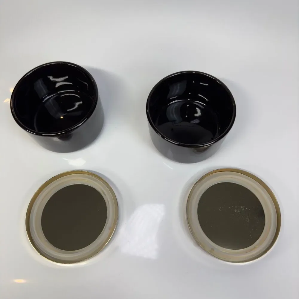 Z GALLERIE Canisters Black Ceramic Steel Lid Multi Use Storage Duo 2 Piece Set